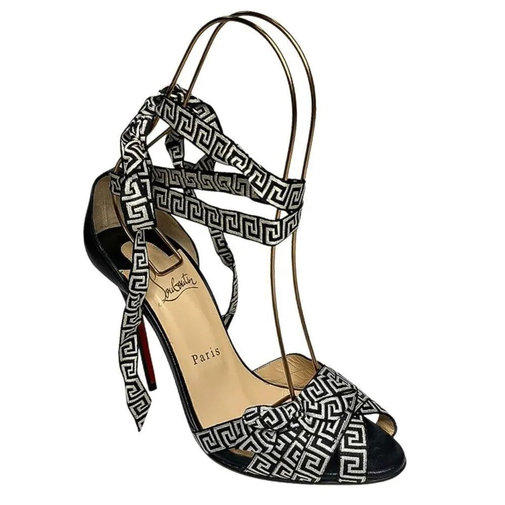 Christian Louboutin Christeriva 100 Grecque Ankle Wrap Sandal Heels EU 38.5